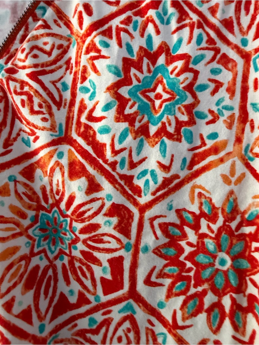 Belle by Kim Gravel Coral, Teal & White Printed V-Neck Tunic - Picture 2 of 5